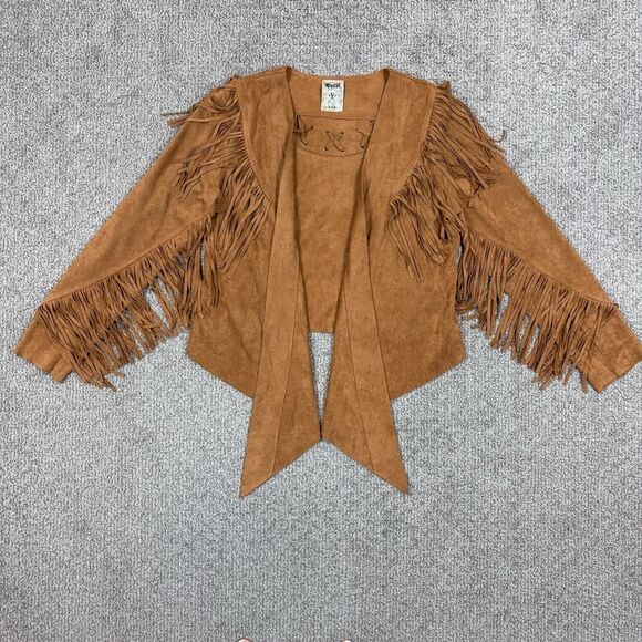 Vocal Jackets & Blazers - Vocal Jacket Womens Large Brown Faux Suede Fringe Boho Western Rodeo Festival